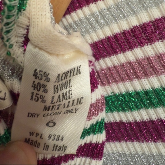 Francesca for Damon Made in Italy Metallic striped rib knit maxi dress VTG Sz:6 - Picture 4 of 5